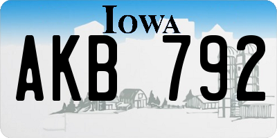 IA license plate AKB792