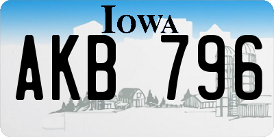 IA license plate AKB796