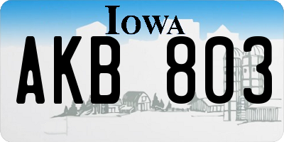 IA license plate AKB803