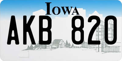 IA license plate AKB820