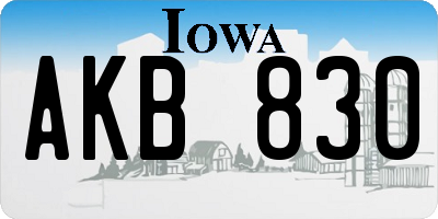 IA license plate AKB830