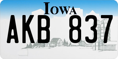 IA license plate AKB837