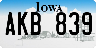 IA license plate AKB839