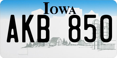IA license plate AKB850