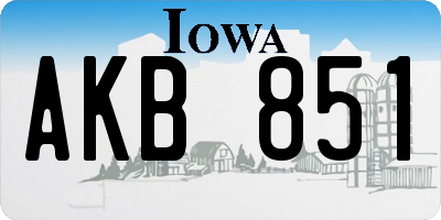 IA license plate AKB851