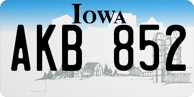IA license plate AKB852