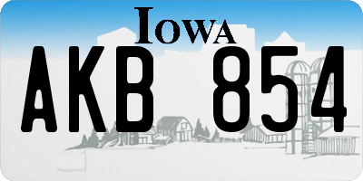 IA license plate AKB854