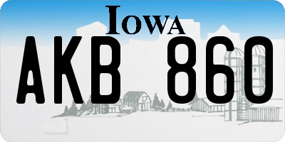 IA license plate AKB860