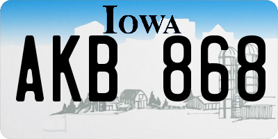 IA license plate AKB868