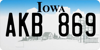 IA license plate AKB869