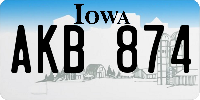 IA license plate AKB874