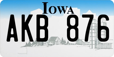 IA license plate AKB876