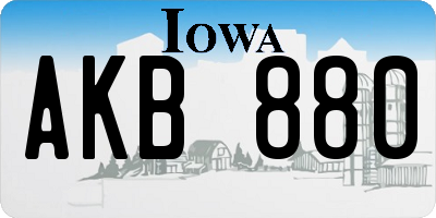 IA license plate AKB880