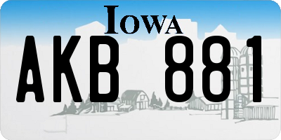 IA license plate AKB881