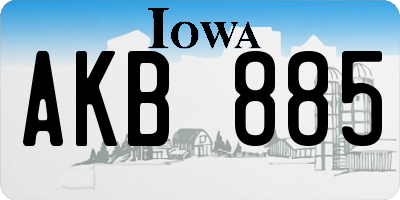 IA license plate AKB885
