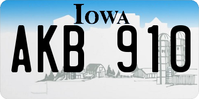 IA license plate AKB910