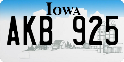 IA license plate AKB925