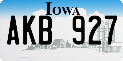 IA license plate AKB927
