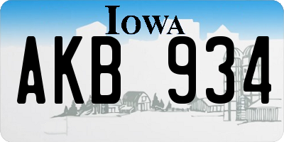 IA license plate AKB934