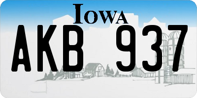 IA license plate AKB937