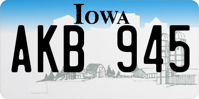 IA license plate AKB945