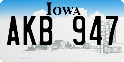 IA license plate AKB947