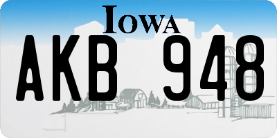 IA license plate AKB948