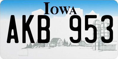 IA license plate AKB953