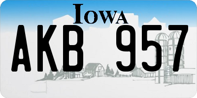 IA license plate AKB957