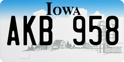 IA license plate AKB958
