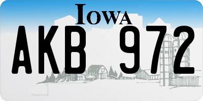 IA license plate AKB972