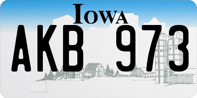 IA license plate AKB973