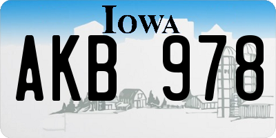 IA license plate AKB978