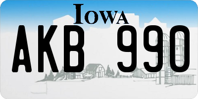 IA license plate AKB990