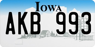 IA license plate AKB993