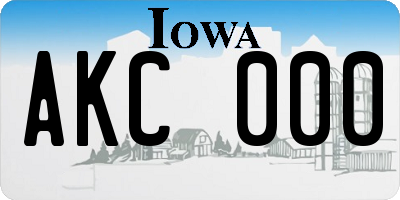 IA license plate AKC000