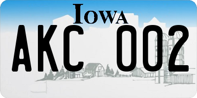 IA license plate AKC002