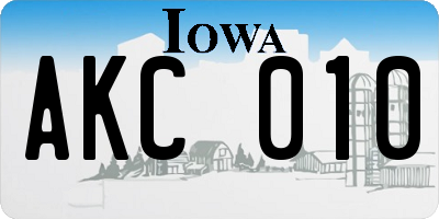 IA license plate AKC010