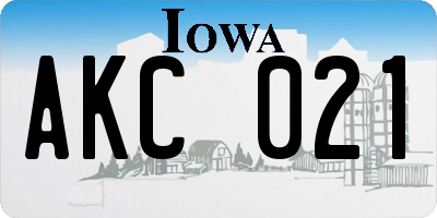 IA license plate AKC021