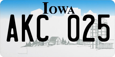 IA license plate AKC025