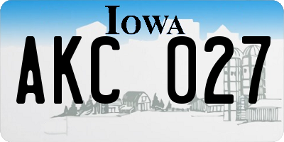 IA license plate AKC027