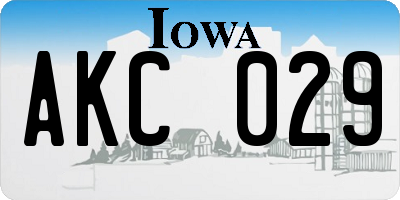 IA license plate AKC029