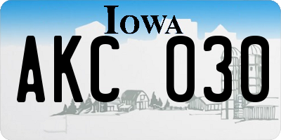IA license plate AKC030