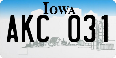 IA license plate AKC031