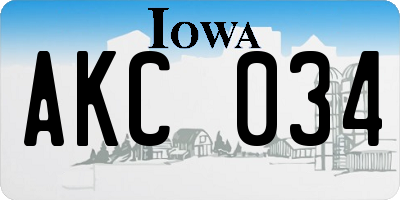 IA license plate AKC034