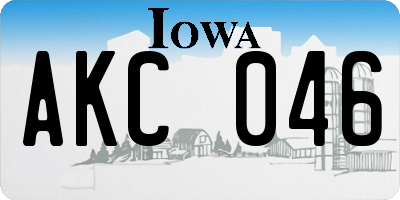 IA license plate AKC046