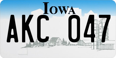 IA license plate AKC047