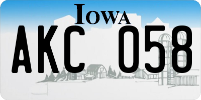 IA license plate AKC058