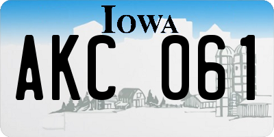 IA license plate AKC061