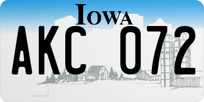 IA license plate AKC072